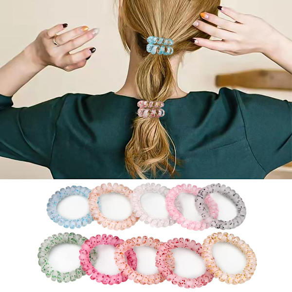 10 stk. Spiral Hårbånd til Tykt Hår - Multifarvet No-Crease Coils (Wave Point Mat) Wave Point Matte