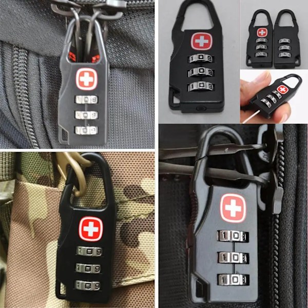 Bärbar säkerhetstullås kombinationskod nummerlås vagn bagage resväska ryggsäck lösenord hänglås för ryggsäck 1PC