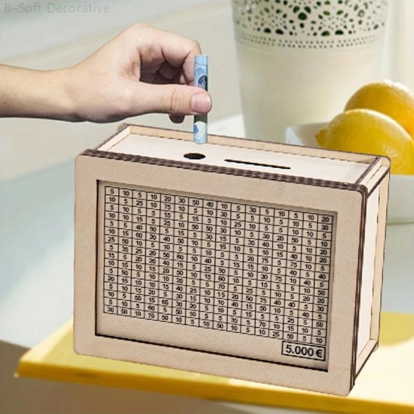 Träpengar Box Spargris Kontant Sparande Lådor Med Räknare Barn Pengar Arrangör Spargris Mynt Lagring Fall Med Sparande Mål A6