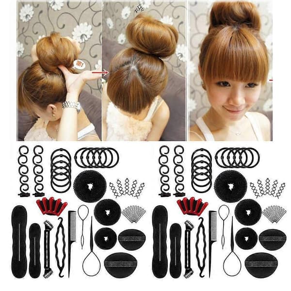 40 stk/sett Kvinner DIY Hårstyling Tilbehørssett Magic Donut Bun Maker Hårnåler_max