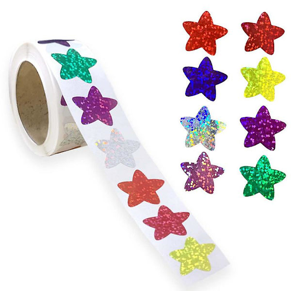 500 ark/rulle glitrende holografiske stjerner, vanntett, perfekt for DIY 500PCS
