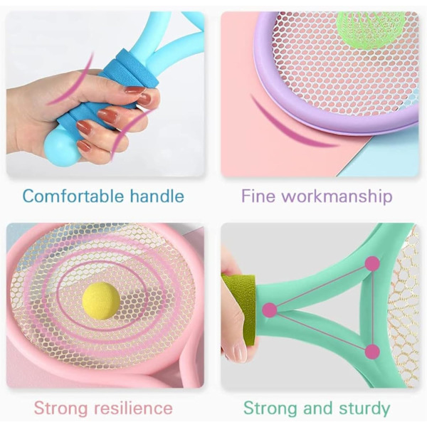 Tennis- och Badmintonset för Barn - Racket Leksak, Bärbart Set för Barnens Utomhussporter Pink green