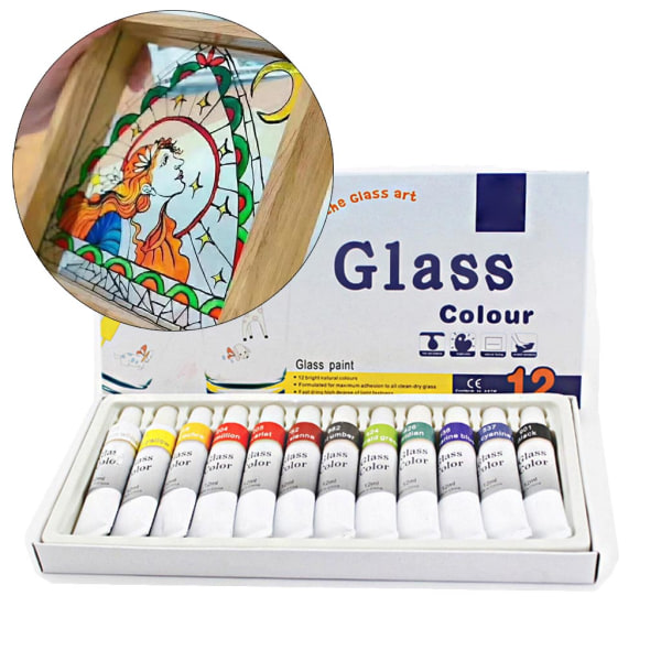 12ml 12 färg glasfärg Akryl Handmålade pigment ritrör Art Supply SQBB