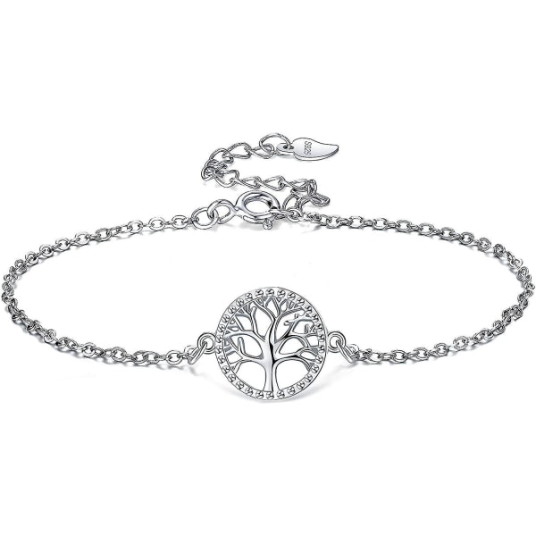 SQBB S925 Silver Tree Of Life Armband ihåliga enkla kvinnors handsmycken justerbar