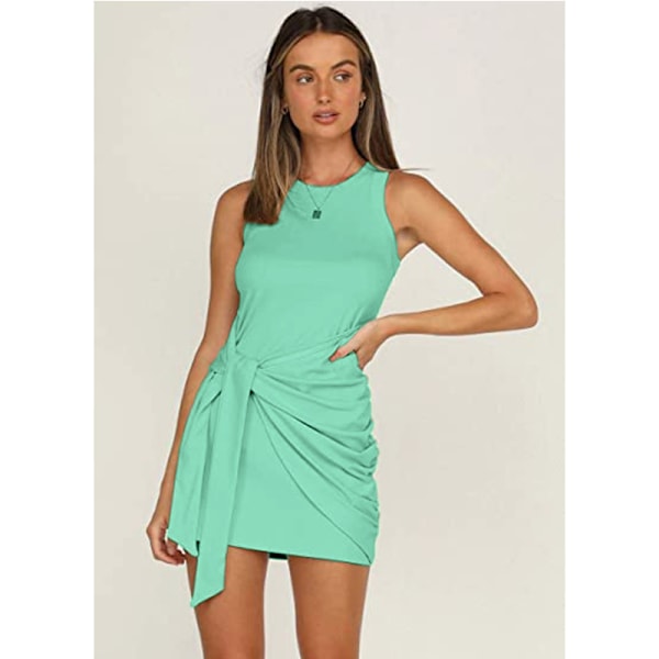 2023 Damer sommar Casual ärmlös strandtankklänning Bodycon Ruched miniklänningar Army green M Army green M