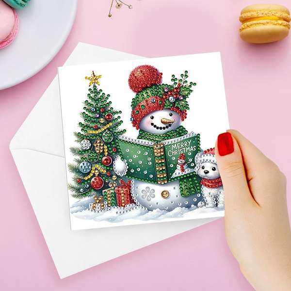 DIY Diamantkonst Julgranskortsset, 12/8/6/4-pack, Handgjorda Julhälsningar HK052
