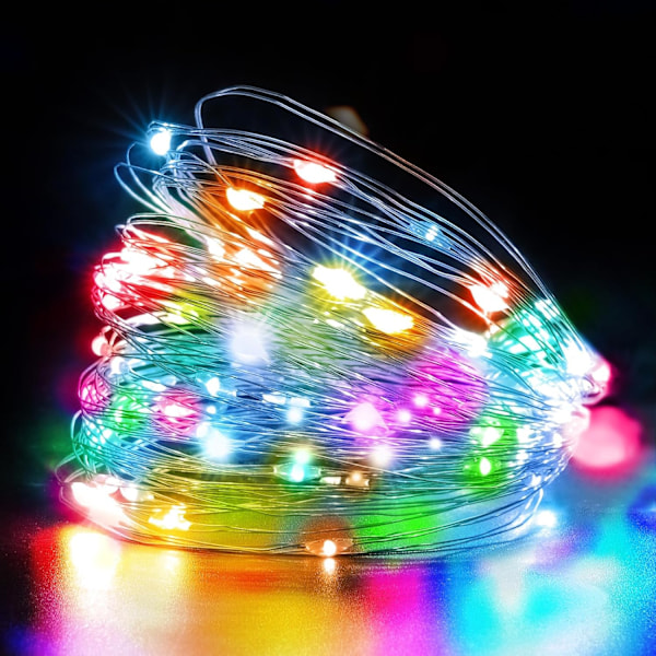 LED-lysstreng, 2 stk. 10m 100 Batteridrevet til fest og feriedekoration 100LED four colors