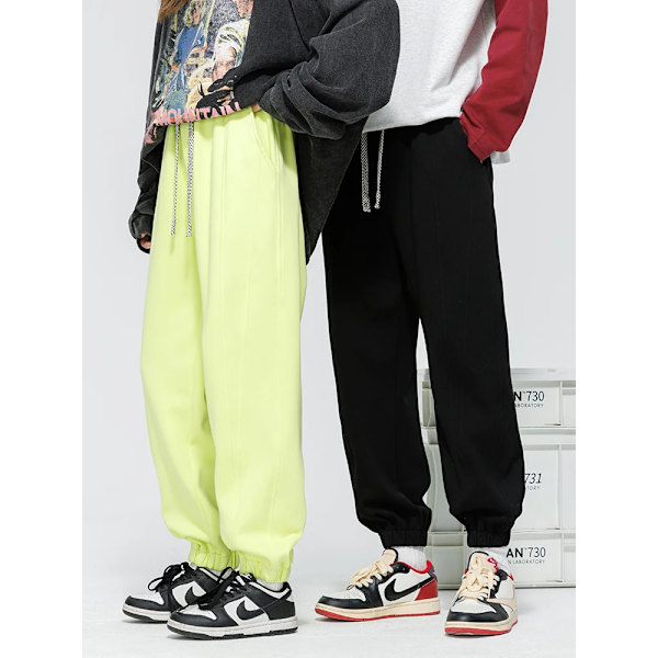 Våren Höst Mäns Joggers Bomull Sweatbyxor Unisex Par Sportswear String Banding Baggy Byxor Lös Byxor Stora Storlek 8Xl grön XXL(32-33)