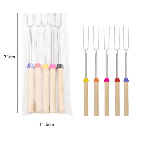 Marshmallowspett 5-pack - Eldstad Smores Kebab - Camping Hot Dog Tillbehör