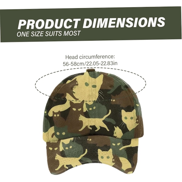 Kattkeps, basebollkeps med kattmönster, justerbar, en storlek, unisex, snygg solhatt för kvinnor och män