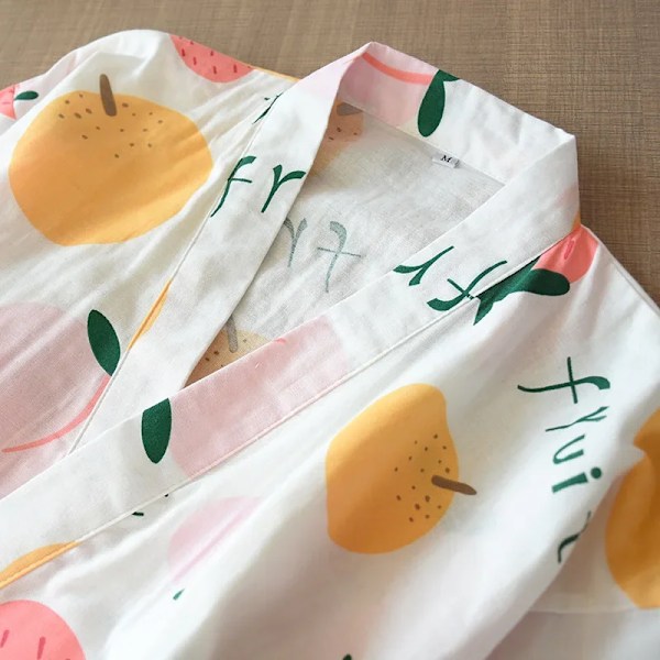 2024 Nya Sjuärmen Japansk Stil Kimono Pyjamas Set Kvinnlig Vår Och Höst 100% Bomullsväv Kläder Söta Söta Två-P 10 M