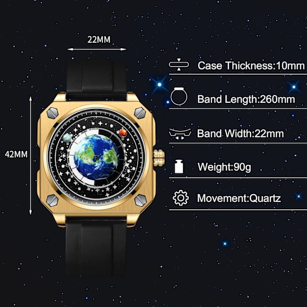 Mænd Kreative Ure Unikke Hænder Armbåndsur Analog Kvarts Firkant Ur ERD Dial Mode Design Rustfrit Stål Til Mænd Sort Guld B Black gold B