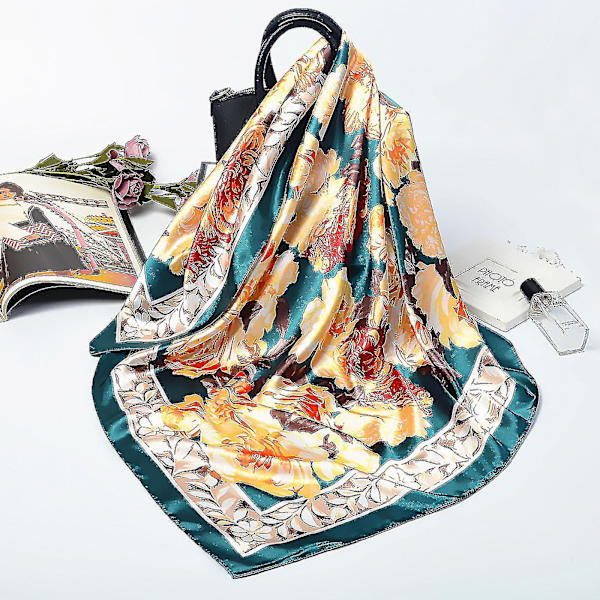 90 cm Imitat Silke Stor Fyrkantig F Hand Stor Blomma Turban Sjal F