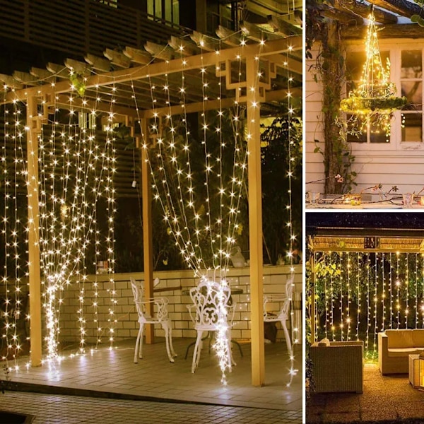 6x3M LED Gardin Istapp Lyslenke Jule Fairy Lights Girlander Utendørs Hjem For Bryllup/Fest/Hagedekorasjon 3M hvit