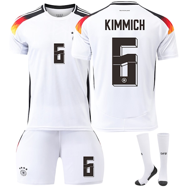 2024 UEFA EM Nr. 6 KIMMICH Barn Fotballdrakt Sett Hjem Hvit Home White 16