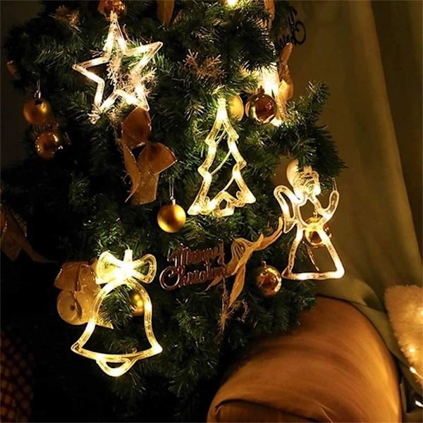 Julstjärne Fönsterlampor, 3-pack LED Hängande Julbelysning med Sugkoppar Snowflake