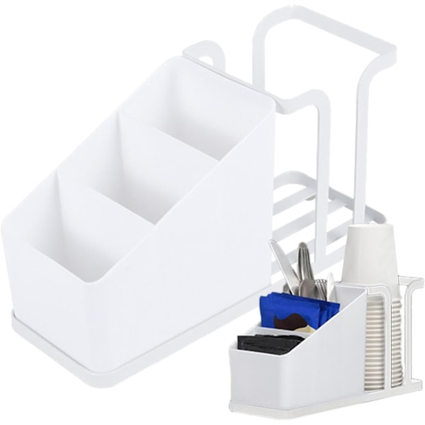 Kaffekop Dispenser, Bordplads Organizer med Elegant Sort Design til Køkken White