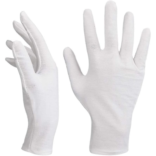12 par vita handskar bomull mjuka bomullshandskar Andningsbara arbetshandskar dam--
