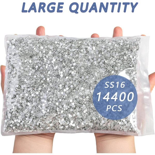 14400 stk Krystal Flade Rhinestones til DIY Håndværk, Krystal, SS16, 3,8-4,0 mm Crystal SS16/14400pcs