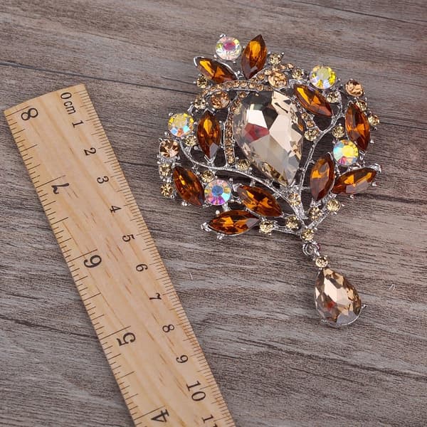 Bröllop Brude Stor Krystal Rhinestone Buket Broche Sjal Nål til Kvinder-max