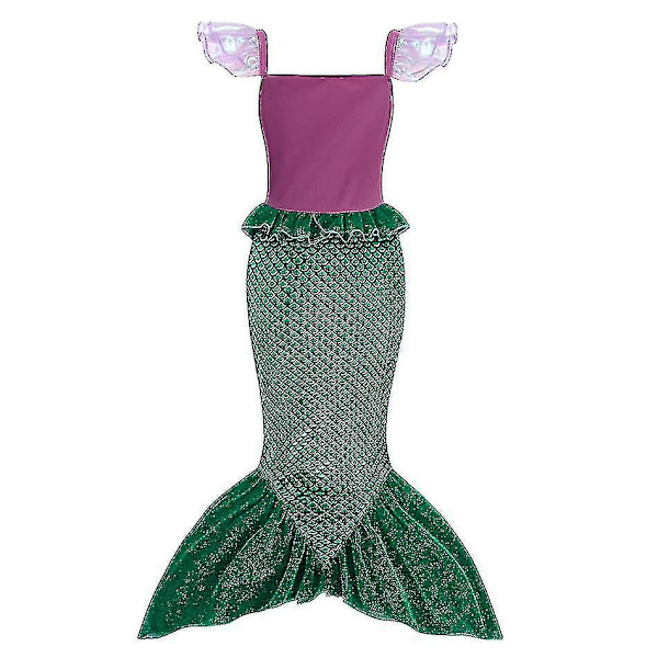 Flickor Sjöjungfru Prinsessan Klänning Ariel Kostym Barn Halloween Karneval Party Kostym Utan Peruk Without wig