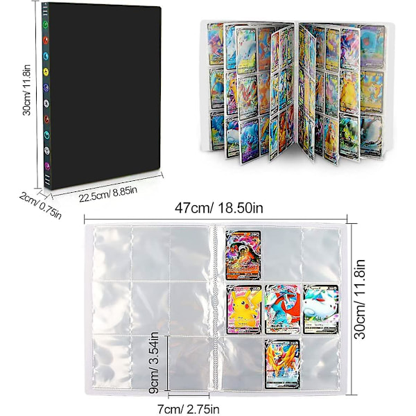 9 fickor 432 kort Anime Album Bok Pikachu Favorit Spela Game Map Binder Folder Joy