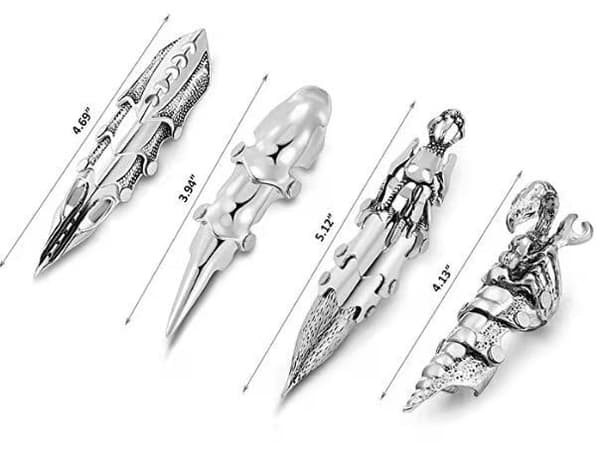 Smycken Silvery Armor Knuckle Full Finger Double Loop Activity