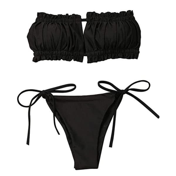 Dame sexy plissert bikini kvinner volangstropp hul badedrakt_max S
