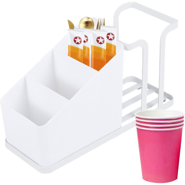 Kaffekop Dispenser, Bordplads Organizer med Elegant Sort Design til Køkken White