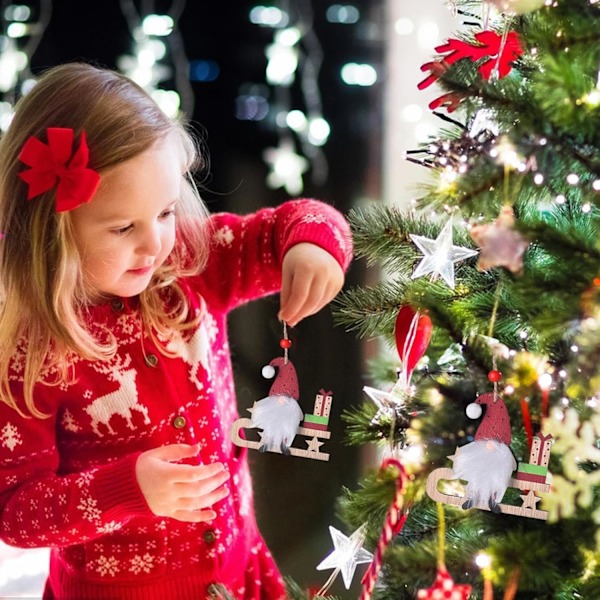 Nisse Julepynt til Små Træer, Hængende Håndværkspendants til Slæde Dekoration Sledge