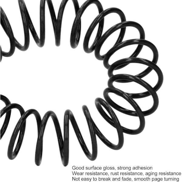 Spiralbundne spoler, 20 stk., spiralbundne plastspoler, 19 mm, 3/4 tommer indre diameter, 30 huller, spiraler til A4- og A5-notesbøger (sort) svart