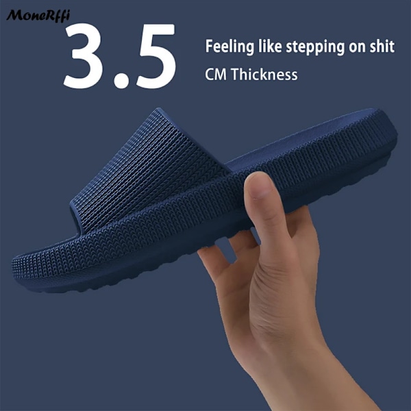 2024 Sommartofflor Män Mjuk Inomhus Hem Platta Sandaler Kvinnor Mode Flip Flops Strand Skor Man Par Icke-Slip Badrummer Bilder B Blue 36-37