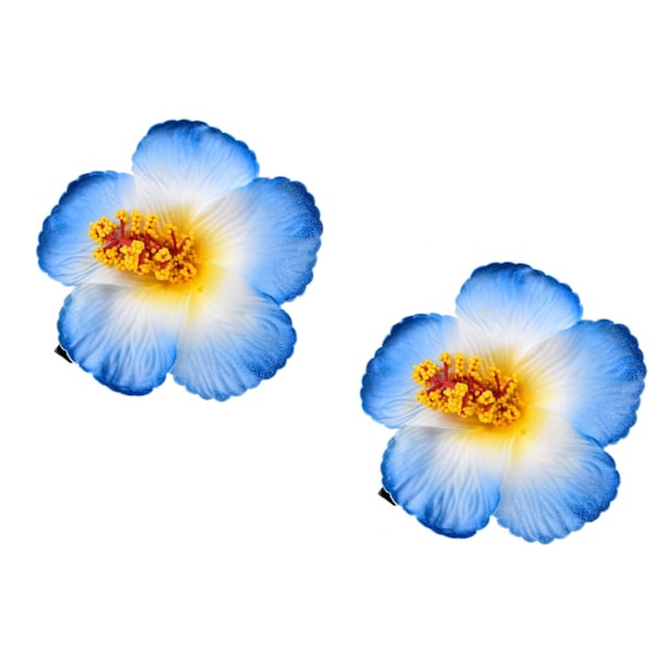 2 stk. Hawaii Plumeria Hårklipp for Strandfest (Blå) Blue