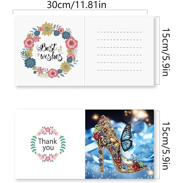 12/8/6/4-pack DIY Diamantkonst Julgranskortsats, Handgjorda Kristallkonstkort HK041