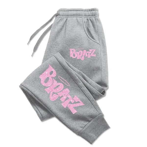Bratz Rosa Tryck Man Kvinna Byxor Pocket Springande Sväva Leggings Baggy Gym Jogger Spårsläpp Dragsträng S Brukspare Black XL