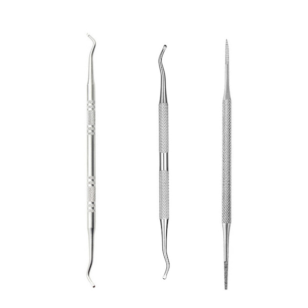 3 st inåtväxta tånagelfil & lyftare, rostfritt stål silver silver