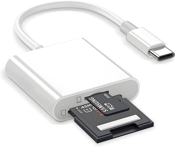 Type C Kortlæser med Dobbelt SD-kortadapter, Hukommelseskortlæser til Vildtkamera til iPhone 15/16/iPad/Mac/MacBook/Laptop, Android, etc._max 2-in-1 USB C Card Reader