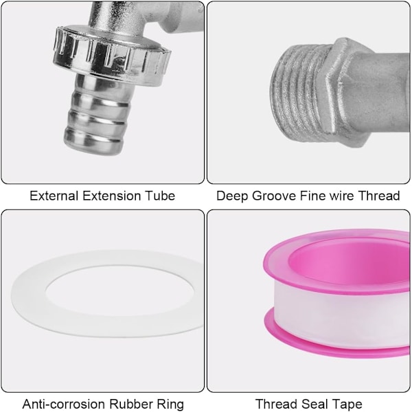 IBC Tank Adapter, 1/2 Tommer Vandtilbehør til S60 x 6 Tanke, Slangeforbindelse Silver-1/2