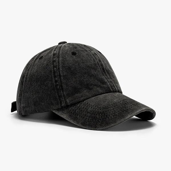 Vasket vanlig cap Retro Justerbar Original Klassisk Lågprofil Bomulls Golfhatt Ustrukturert Cap Herr Kvinner svart Justerbar