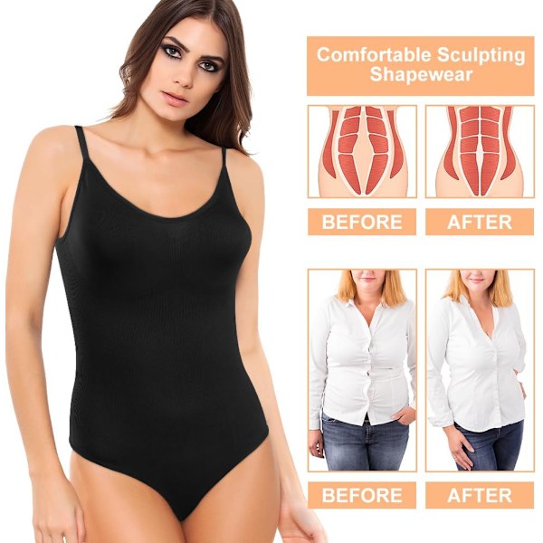 Sömlös Shapewear, Justerbara Remmar Helkroppsshaper för Kvinnor, String Tummy Control XXL