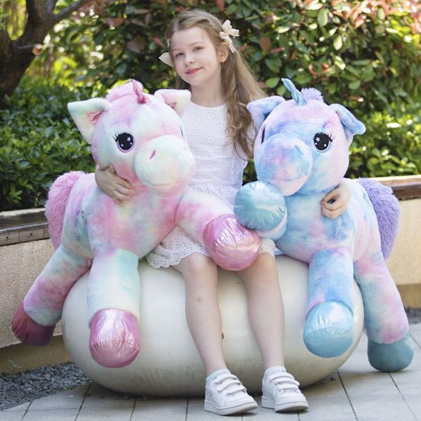 MorisMos jättiläismäinen yksisarvinen pehmolelu 32`` Söpö pehmeä yksisarvinen plyysilelu vaaleanpunainen 43\" sateenkaarenpunainen 23,5\" rainbow-pink 23.5"