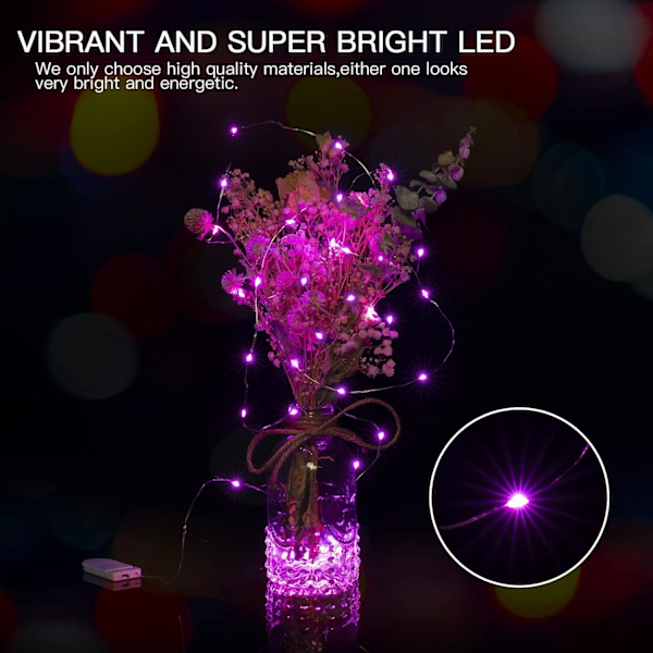 12 Pak Batteridrevne Fe-Lys, 7ft 20 LED til Bryllup, Mason Jar 6 Colors 12 Pack