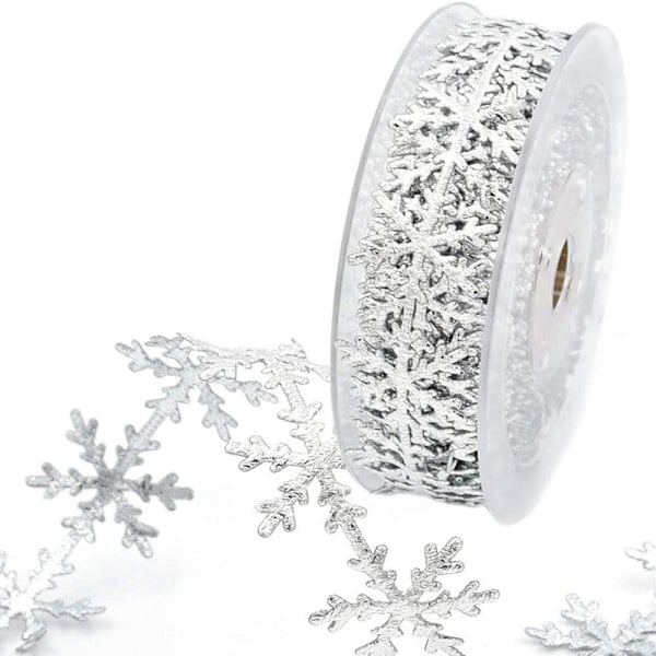 1 st snöflinga form silver glitter band, julband satin