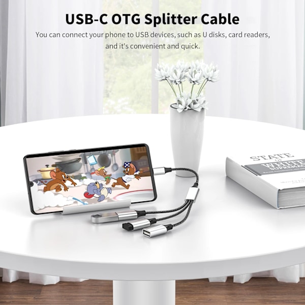 USB 2.0 typ C-adapter för resenärer, 6 000 flätad data- och laddningshubb, för Samsung Galaxy S22 MacPlePro Air iPad C till 2 USB