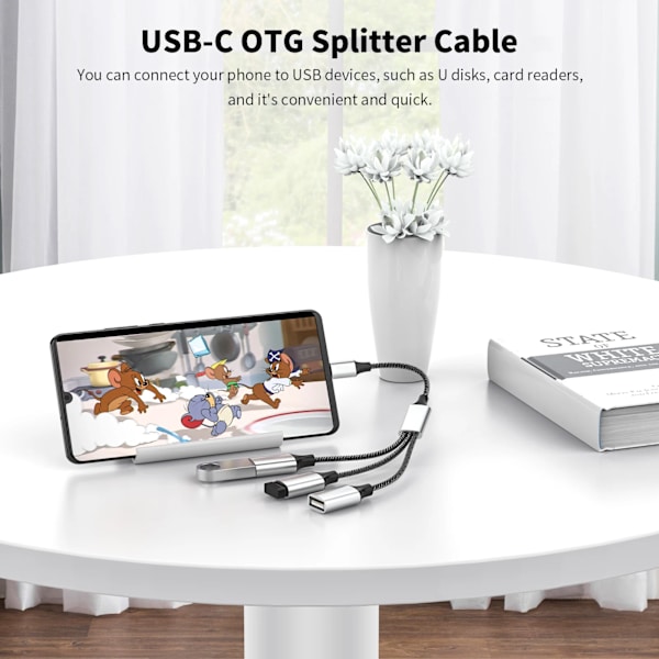 USB 2.0 Type-C-adapter til rejsende, 6000 flettet dataopladningshub, til Samsung Galaxy S22 MacPlePro Air iPad C til 2 USB