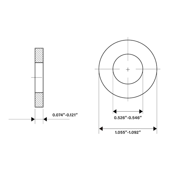 1/2\" x 1.062\" OD Flatpakninger - 25 stk 18-8 (304) Rustfritt Stål Flatpakninger Silver 1/2"/304