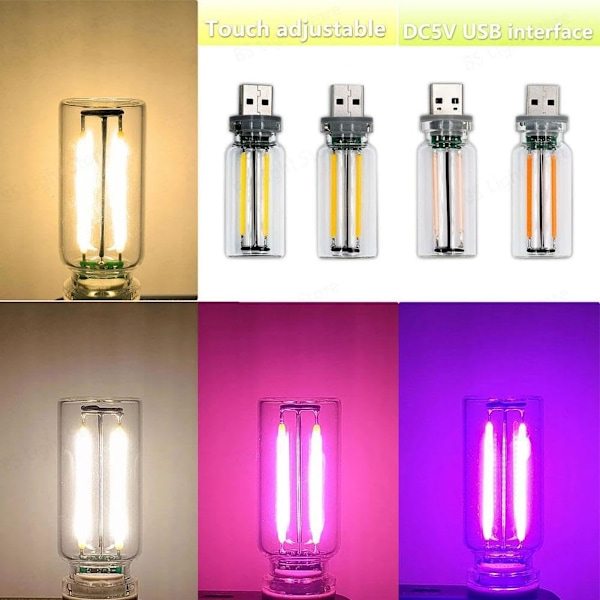 Mini USB Bil Natlys, Berøringsstyret LED Indvendig Lys, USB Stemningslys til Bil D
