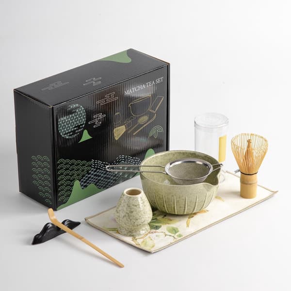 Matcha-set - Set om 7 - Matcha startkit - Matcha-visp - Det perfekta setet för traditionell matcha - Bambu - Vackert förpackat - B