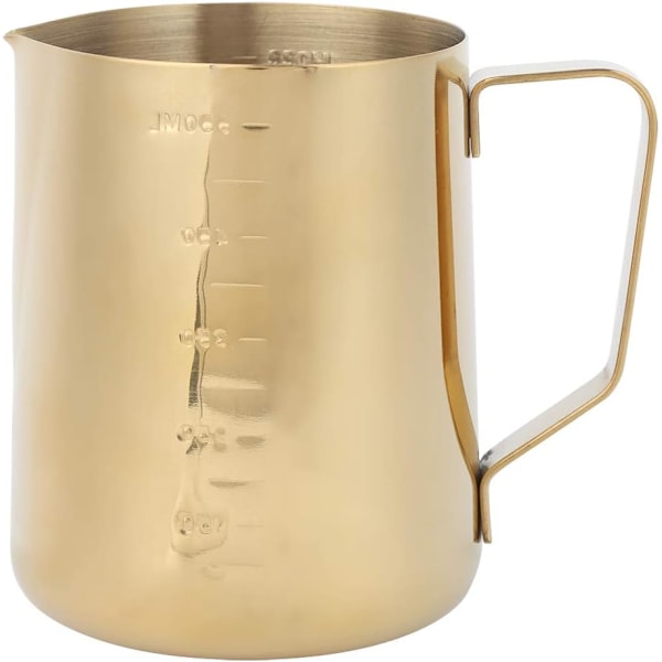 Rustfritt Stål Melkeskummerkopp Mugg med Skala for Hjem Latte Art Kaffetilbehør Kafeer Gull 600ML (600ML (med vekt)) 600ML (med våg)