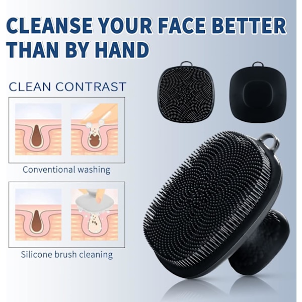 Silikon Ansigts Scrubber, 2 Pak, Ansigtsrensningsbørste, Sort Black Balck